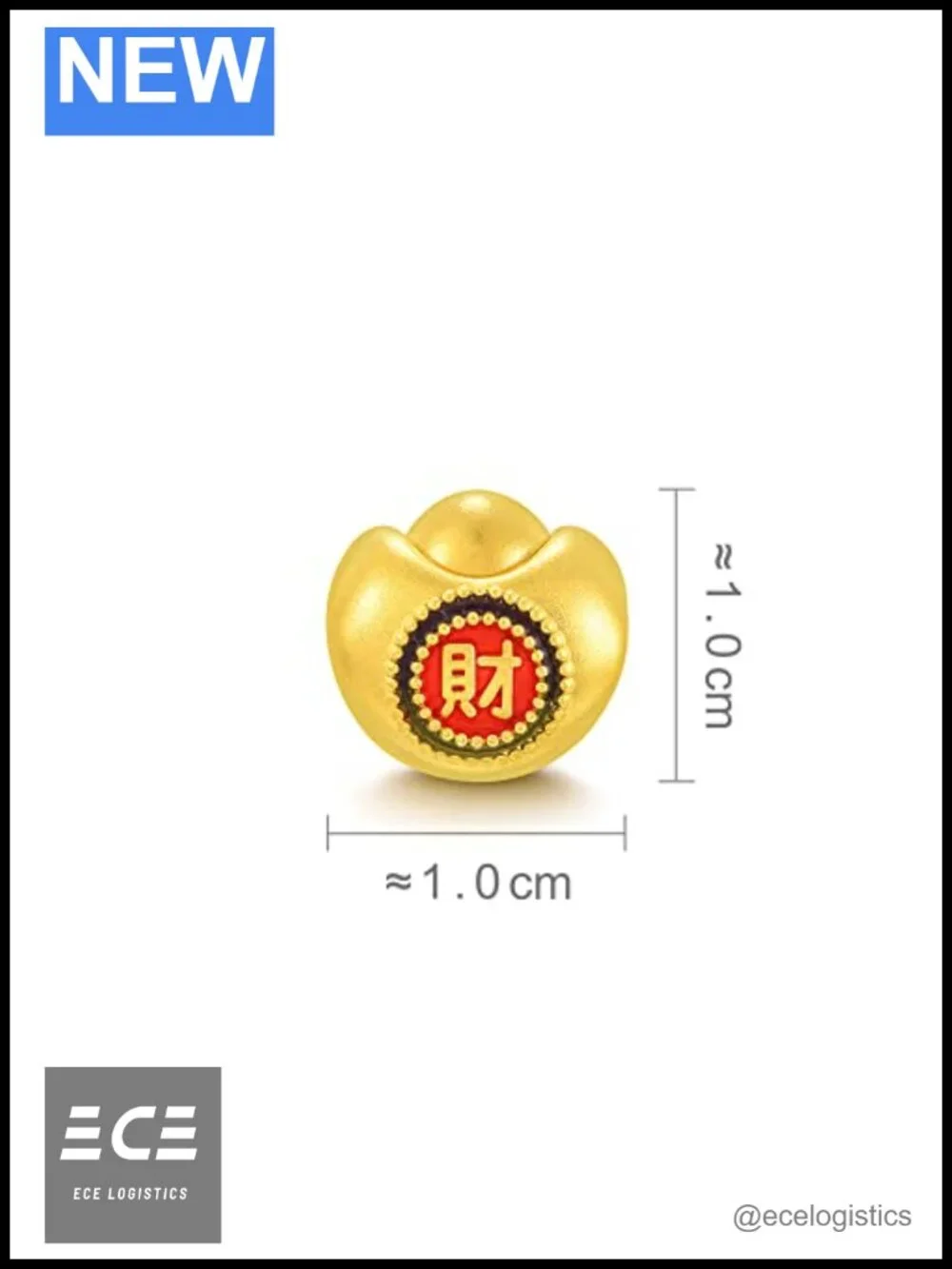 999 24K Solid Gold Yuanbao Charm Bracelet with Enamel Coating